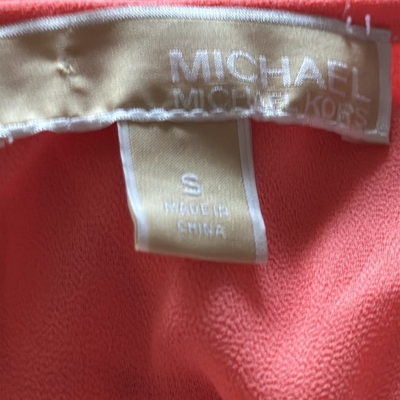 MICHAEL- Michael Kors Caribbean Pink (peach) sleeveless V cleavage Flowy dress S - Picture 5 of 6